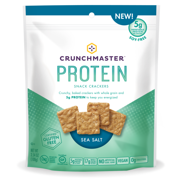 Crunchmaster Crunchmaster Protein Snack Crackers Sea Salt 3.54 oz., PK12 41259NCD12CM